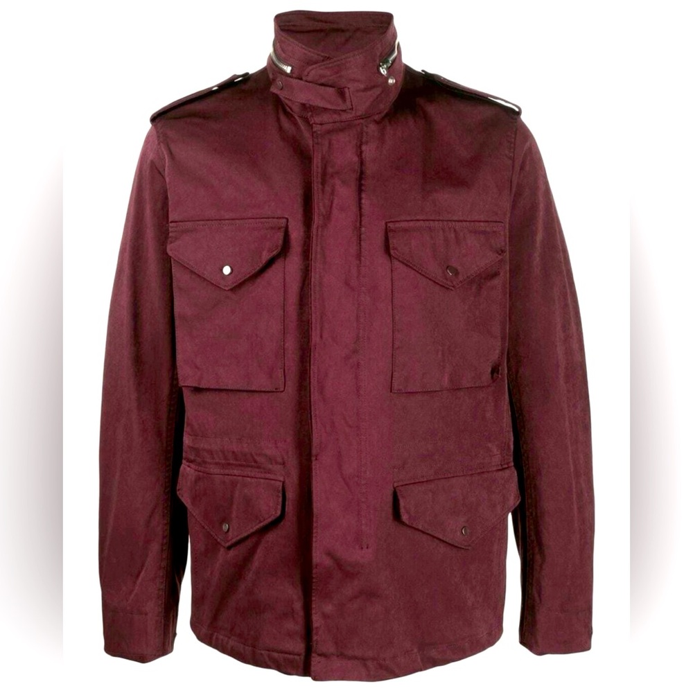 COLUMBIA FOUR-POCKET COTTON FIELD JACKET IN BURGUNDY - Picture 2 of 9